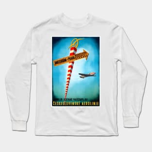 Vintage Travel Poster Czechoslovakia Amsterdam Praha Long Sleeve T-Shirt